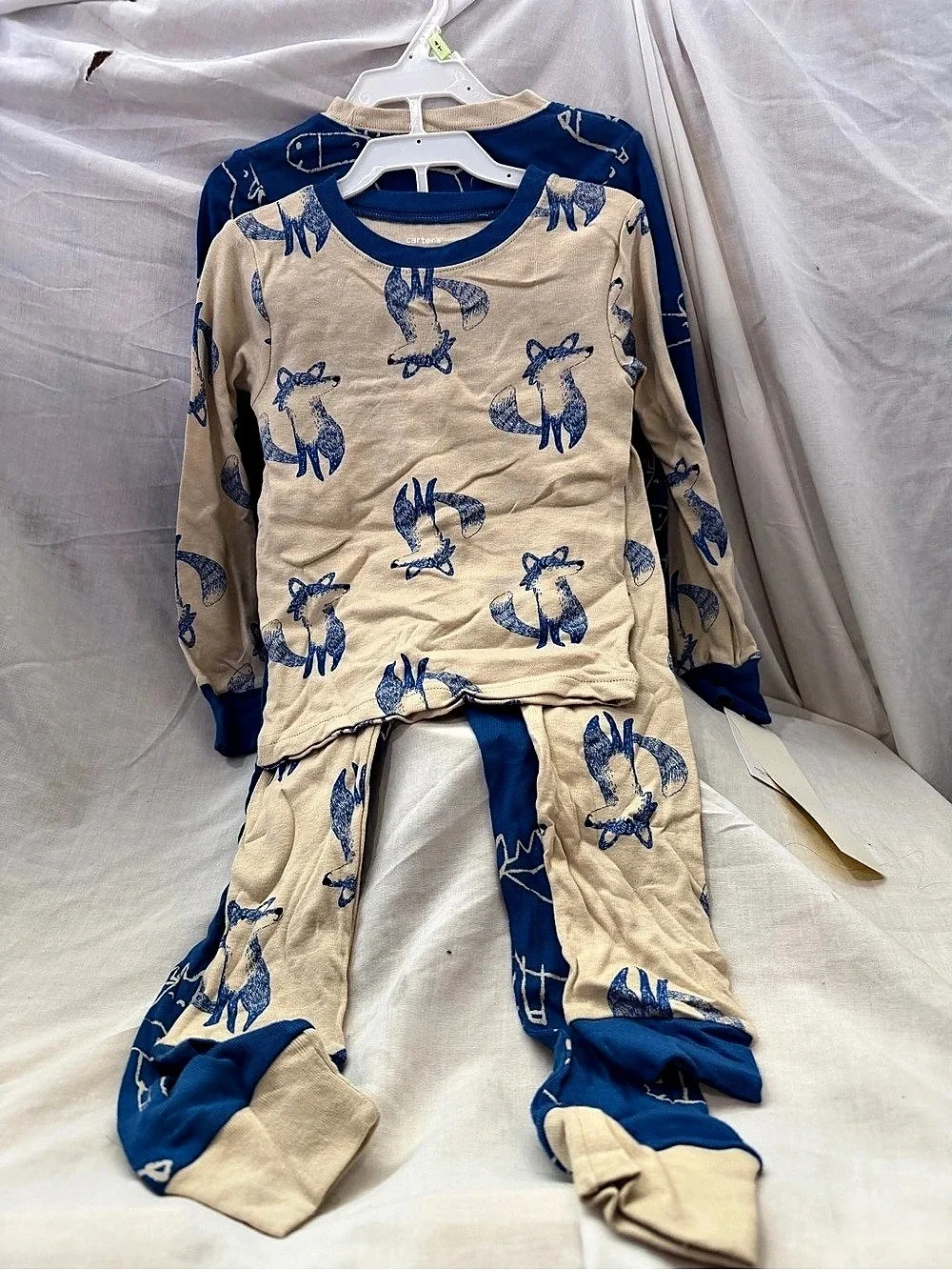 Carter's Animal Print Pajama Set Blue & Cream Girls 4T NWT